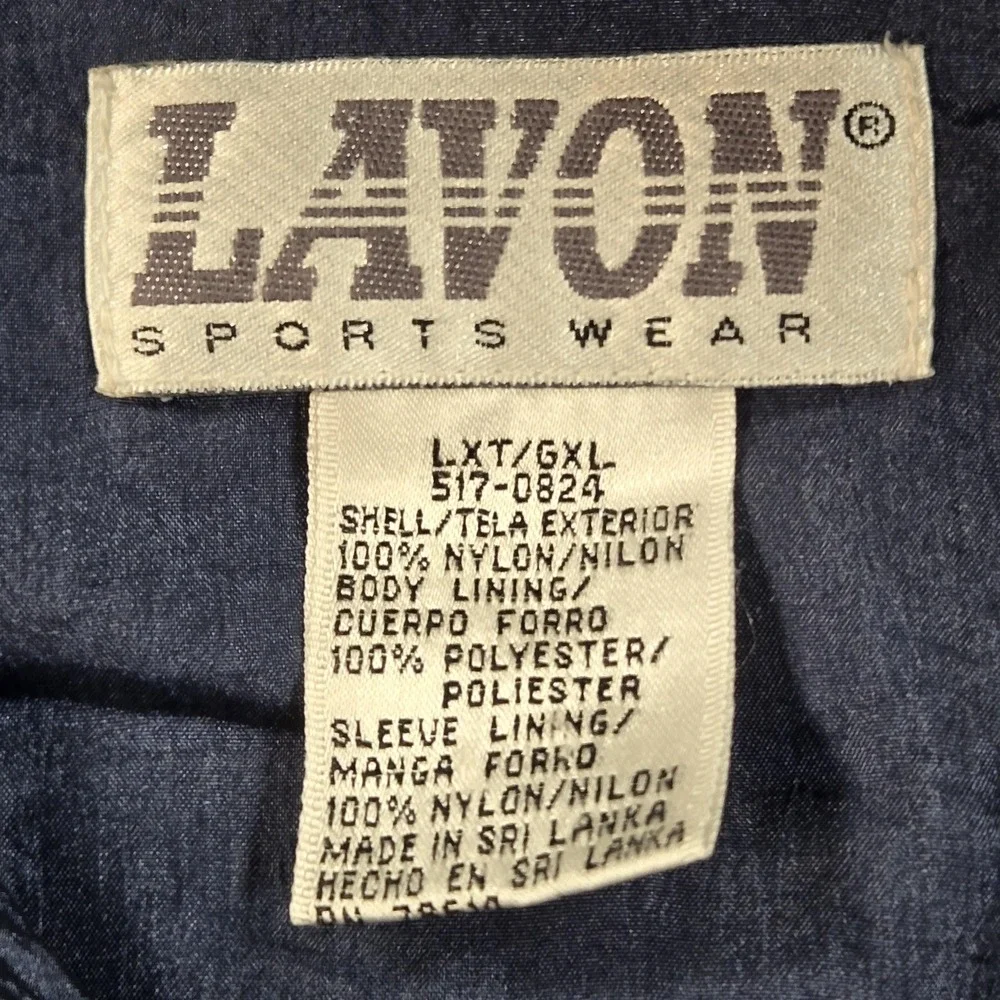 Vintage Lavon‎ Jacket Mens XLT Blue Colorblock Nylon Track Full Zip Windbreaker